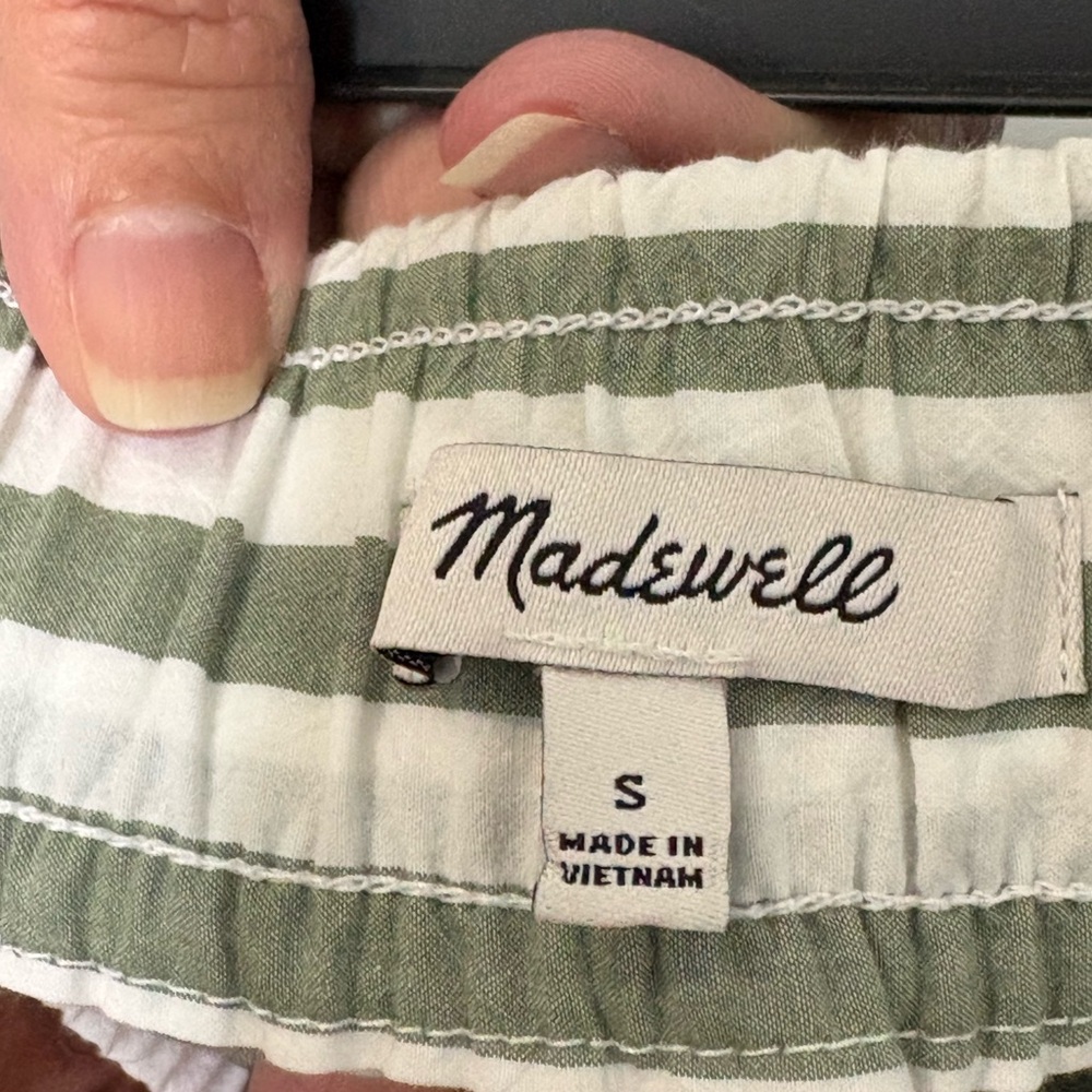 Madewell Striped Chinos in Green and White - Picture 2 of 3